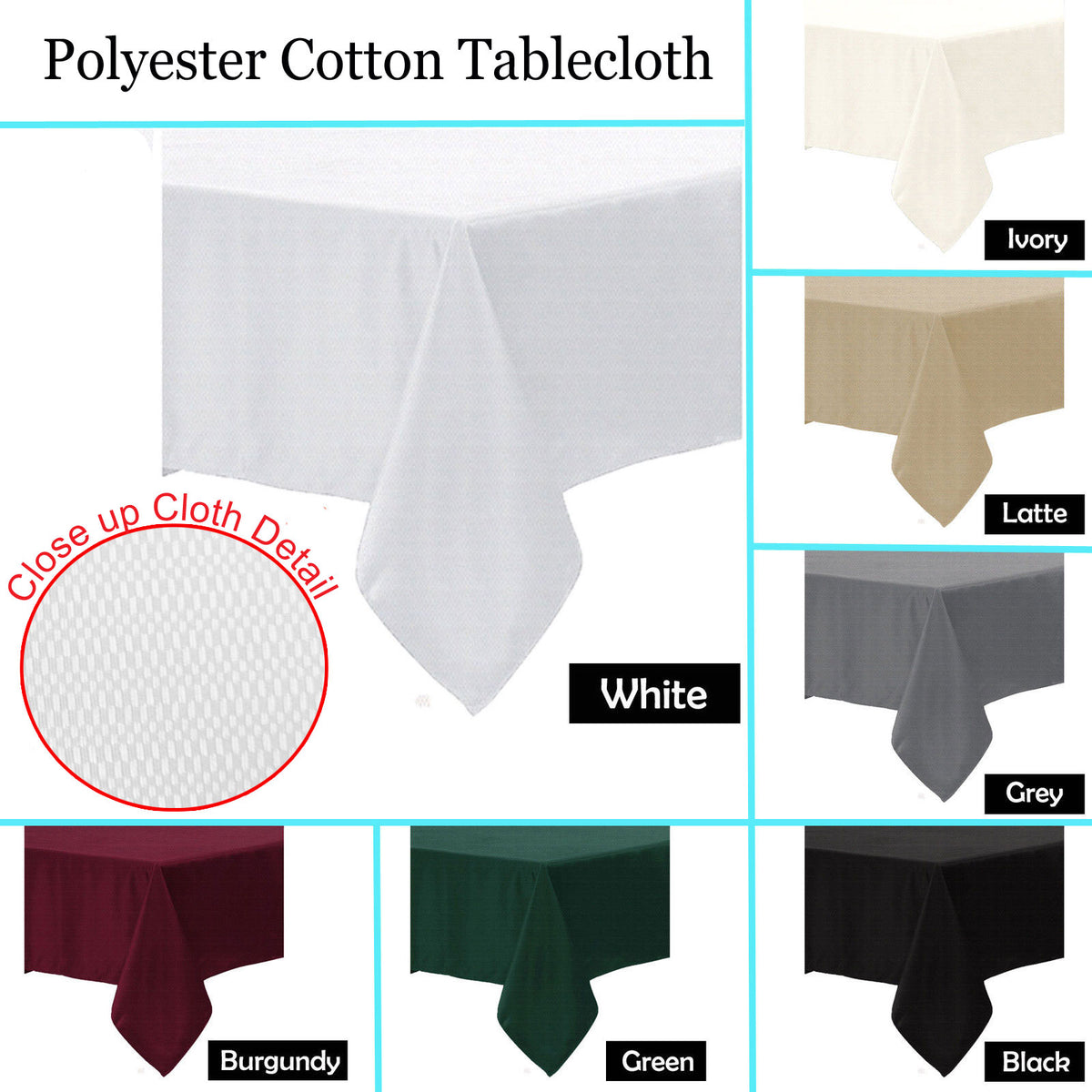 Polyester Cotton Tablecloth Latte 150 x 220 cm