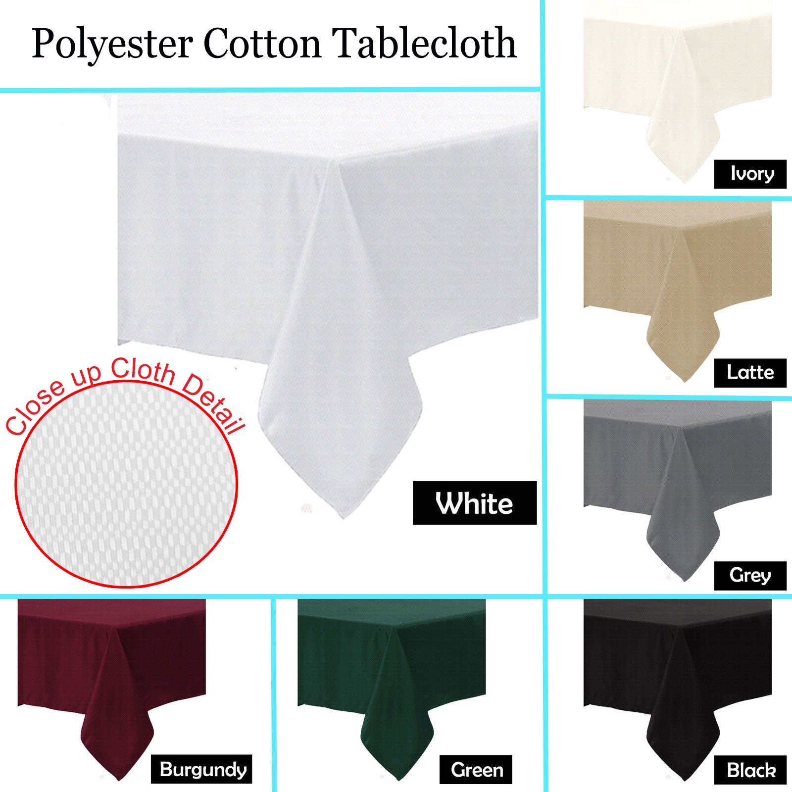Polyester Cotton Tablecloth Latte 150 x 220 cm