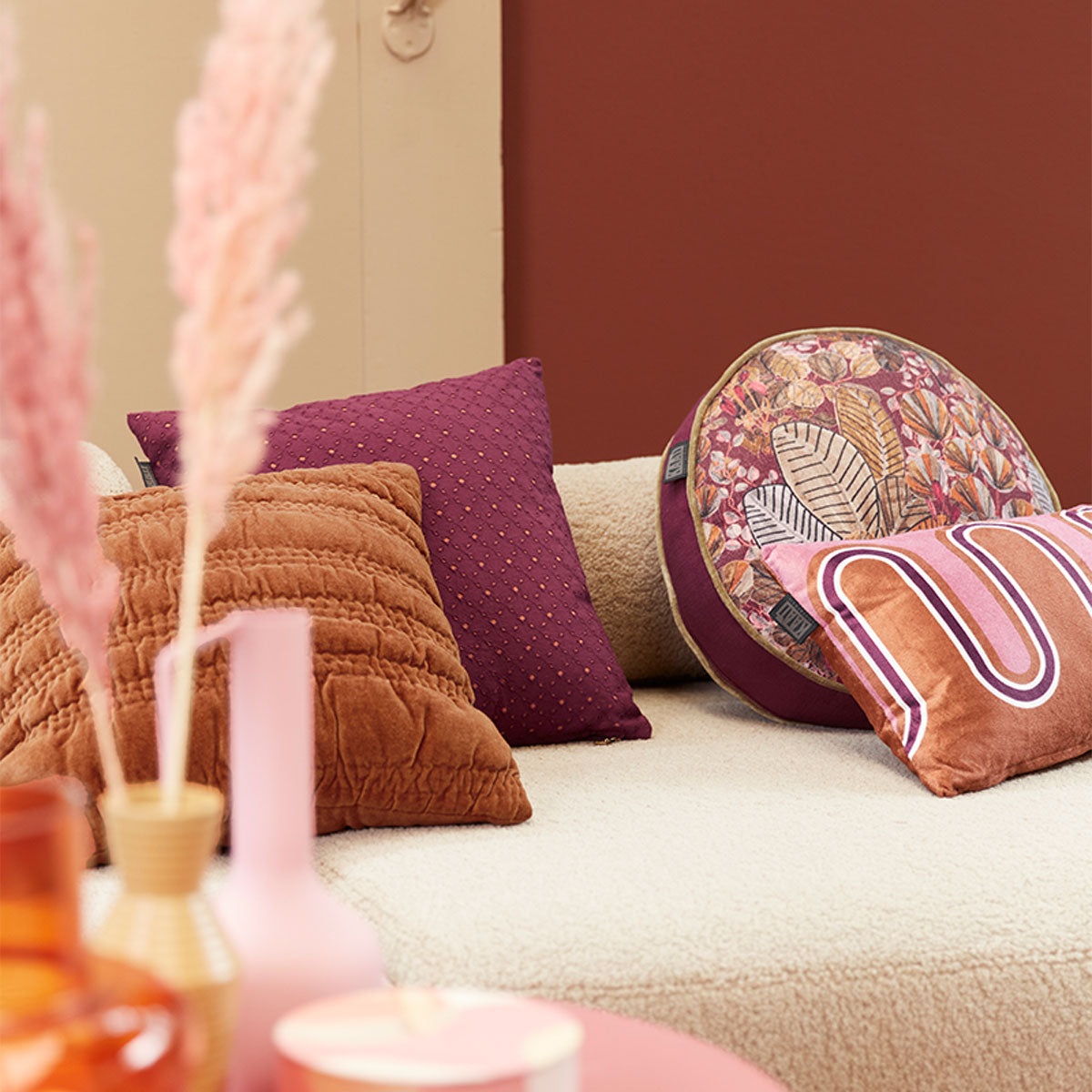 KAAT Amsterdam Asa Multi Botanical Round Filled Cushion 40cm Diameter