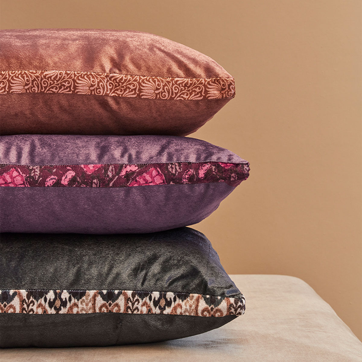 KAAT Amsterdam Boline Aubergine Velvet Oblong Filled Cushion 40cm x 60cm