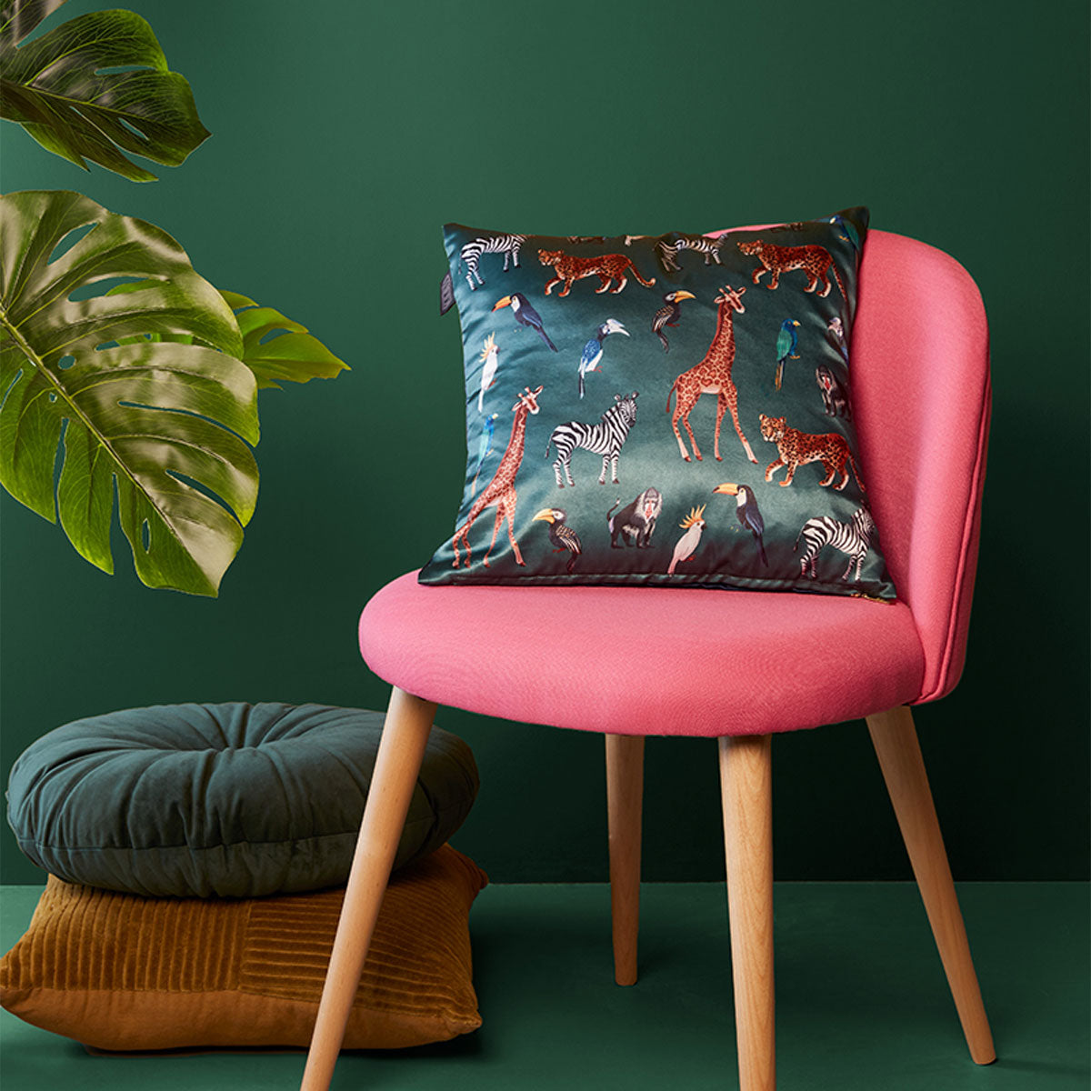 KAAT Amsterdam Mandarin Dark Green Round Filled Cushion 40cm Diameter