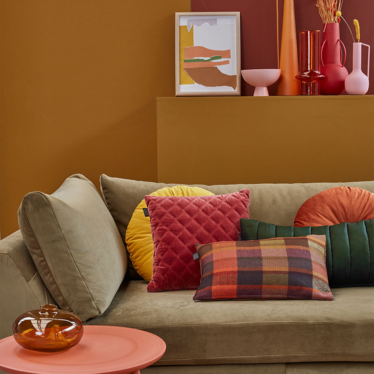 KAAT Amsterdam Shari Green Oblong Filled Cushion 30cm x 70cm