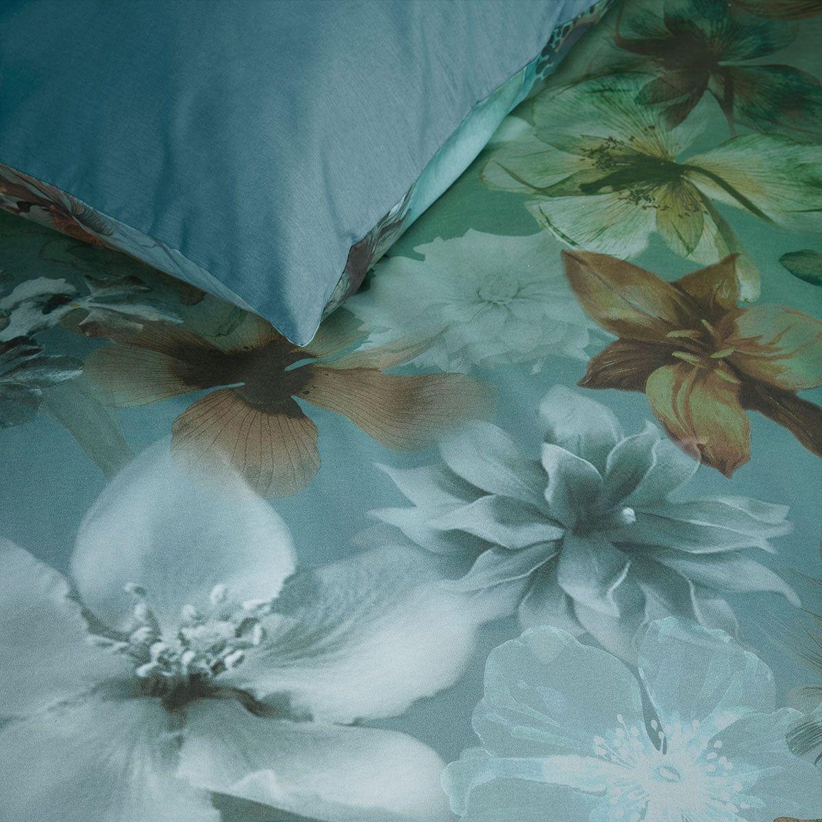 Bedding House Lou Blue Green Cotton Floral Quilt Cover Set Queen