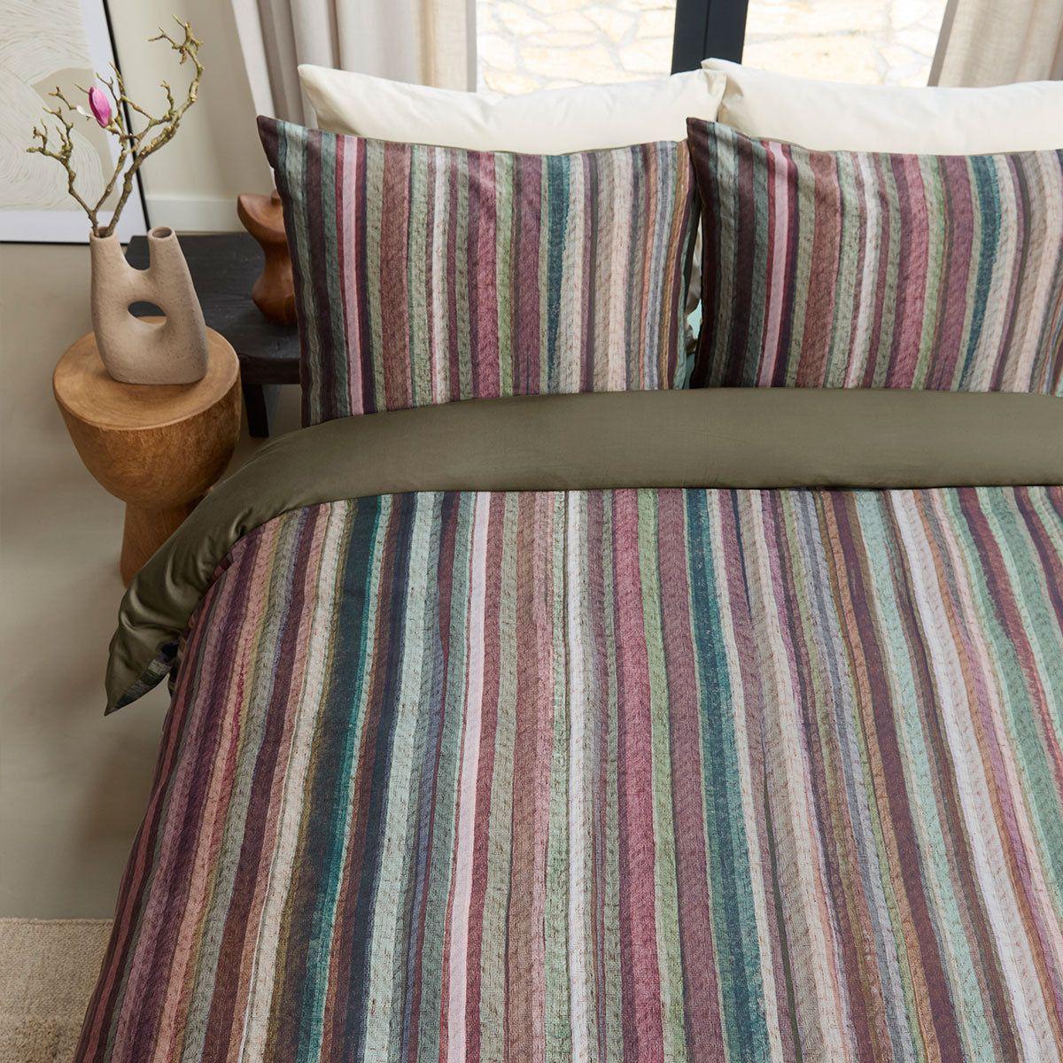 Bedding House Roman Multi Cotton Stripe Quilt Cover Set Queen