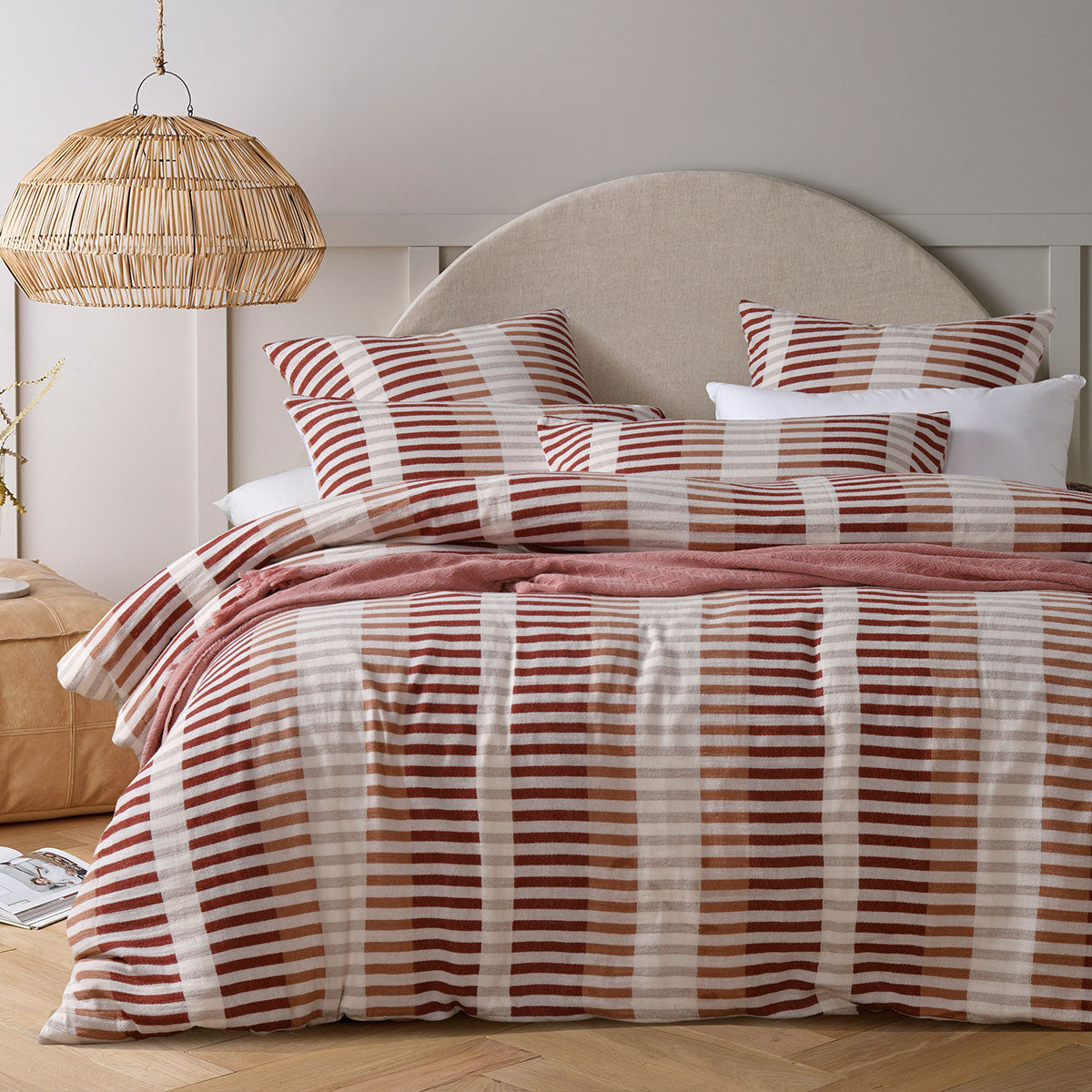 Vintage Design Homewares Tempo Red Cotton Jacquard Quilt Cover Set King