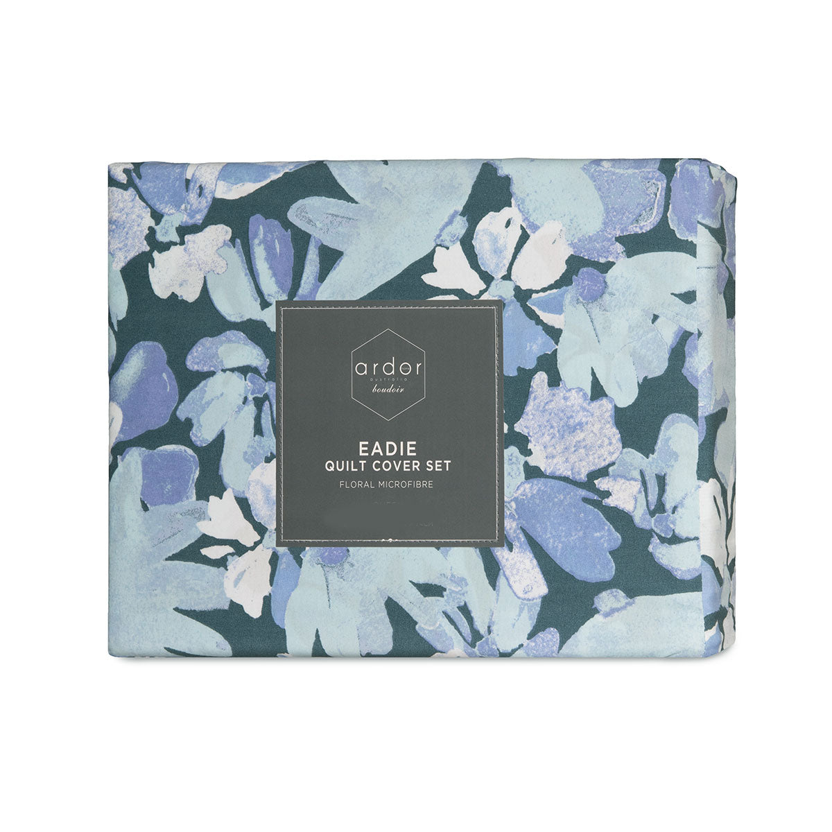 Ardor Eadie Teal Floral Printed Quilt Cover Set Queen