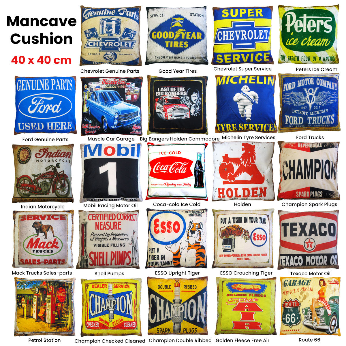 Australian Mancave Retro Cushion Michelin Tyre Services 40 x 40 cm