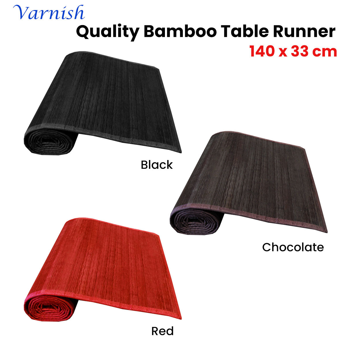 Varnish Bamboo Table Runner 140 x 33cm Chocolate