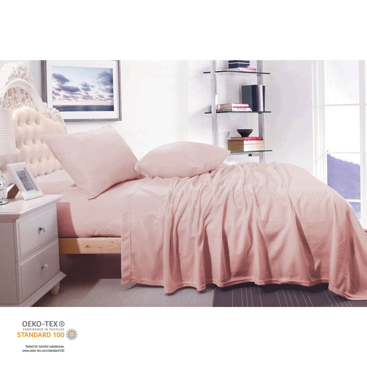 Shangri La Cashmere Touch Micro Flannelette Sheet Set Dusty Pink King