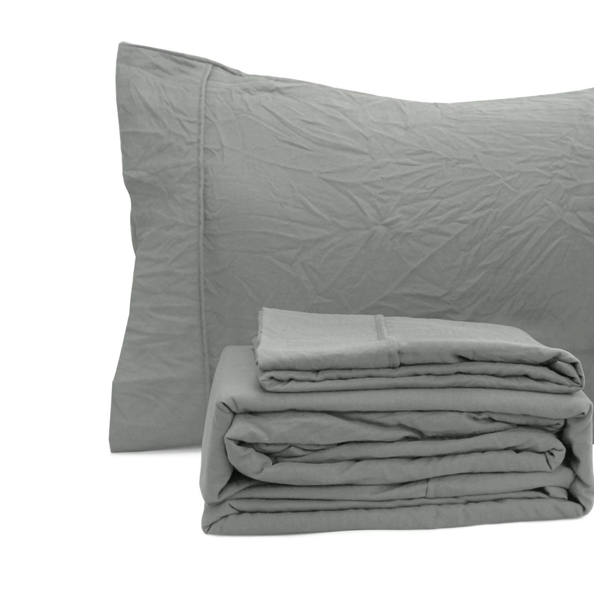 Ramesses Charcoal Pebble Wash Linen Look Alternative Sheet Set King