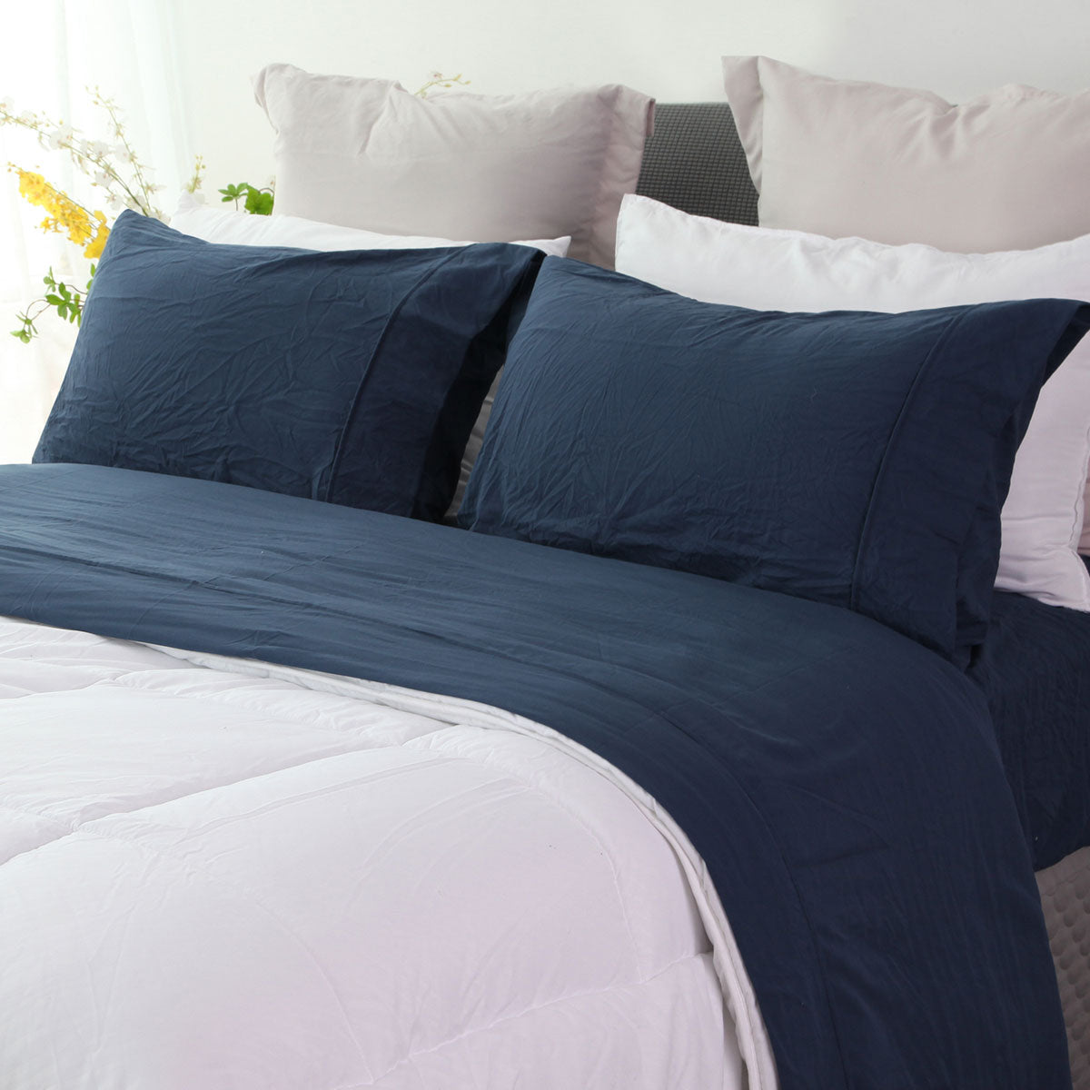 Ramesses Jeans Pebble Wash Linen Look Alternative Sheet Set King