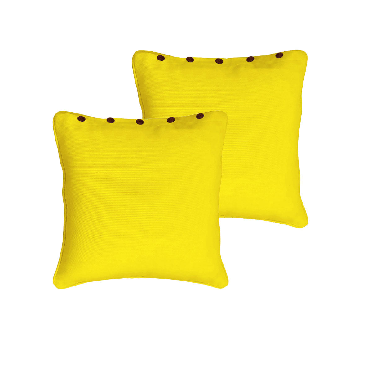 Rans Pair of London Cotton European Pillowcases with Buttons Yellow