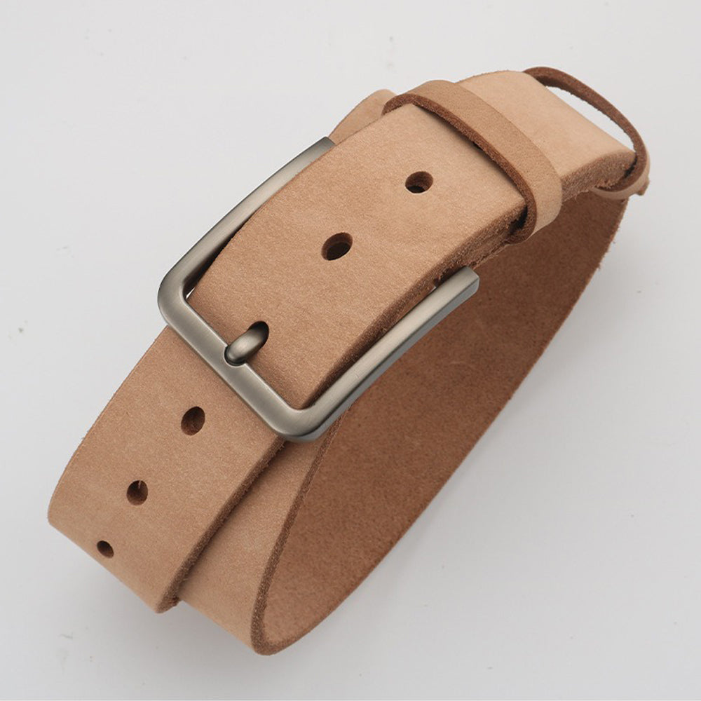 Men's Genuine Leather Belt Full Grain Cowhide Belt with Detachable Buckle (120cm)