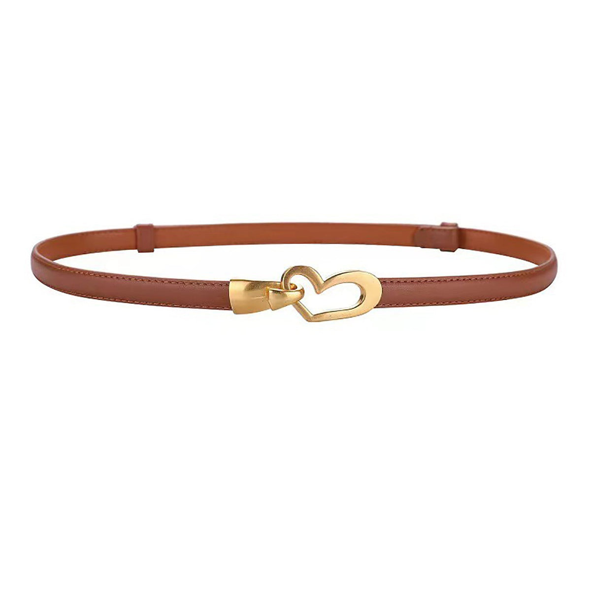 Women&#39;s Genuine Leather Thin Adjustable Waist Belt for Dresses Blazers (Brown)