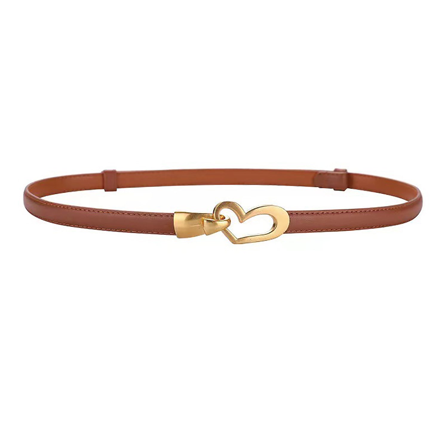 Women's Genuine Leather Thin Adjustable Waist Belt for Dresses Blazers (Brown)