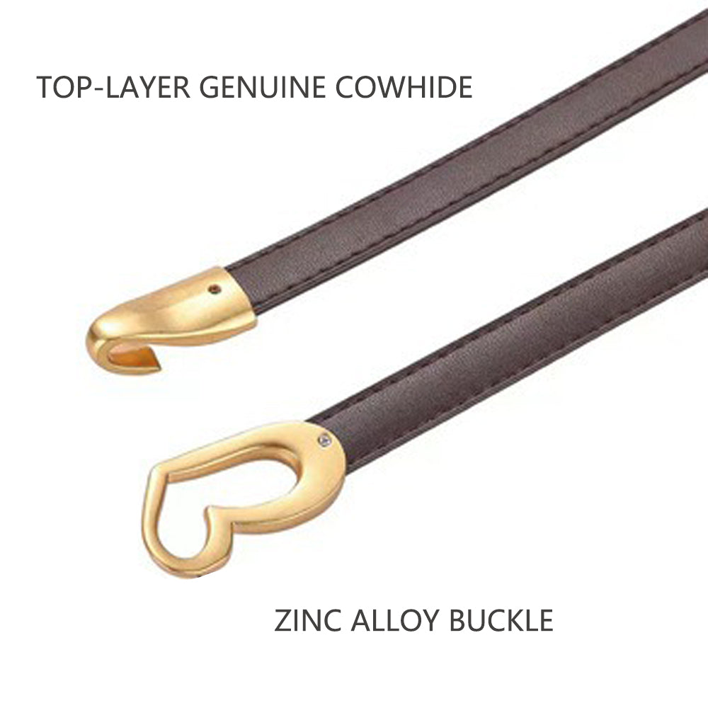 Women's Genuine Leather Thin Adjustable Waist Belt for Dresses Blazers (Brown)