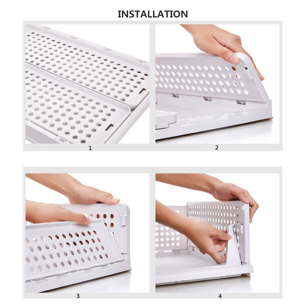 2Pcs Stackable Wardrobe Storage DIY Closet Organizer Clothes Shelf Rack(2*Large )