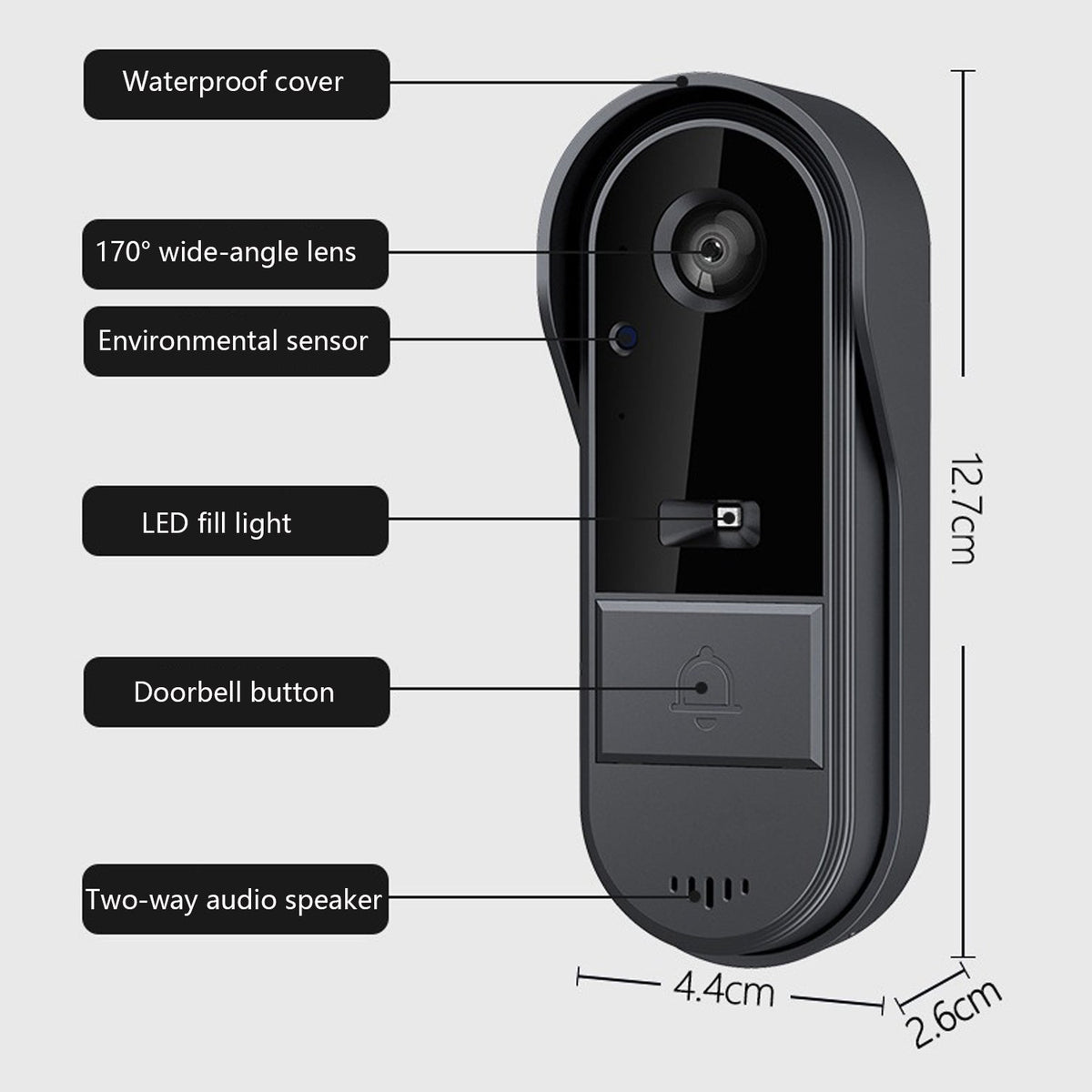 Smart Wireless Video Doorbell with 4.3" Screen HD 8MP Camera Night VisionTwo-Way Audio IP65