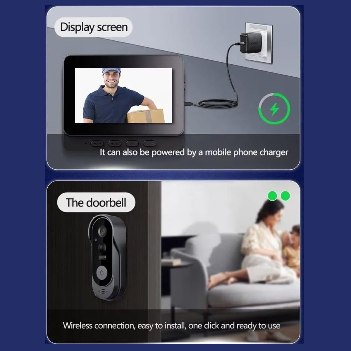 Smart Wireless Video Doorbell with 4.3" Screen HD 8MP Camera Night VisionTwo-Way Audio IP65