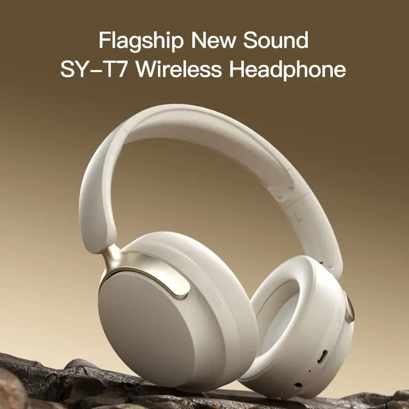 JR SY-T7 Bluetooth 5.4 Over-Ear Headset Wireless Headphones with Noise Cancelling Mic (Light Blue)