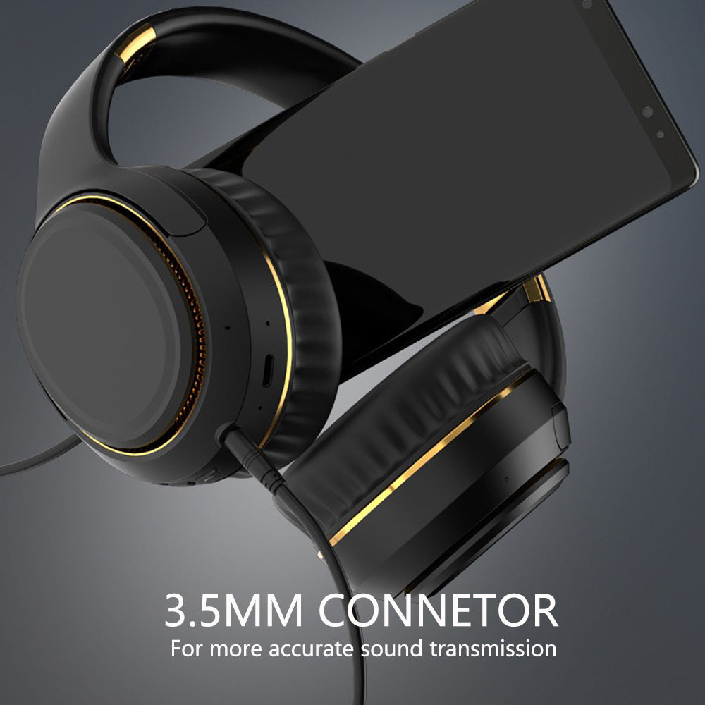 JR H6 Foldable Bluetooth 5.3 Wireless Headphone Over Ear Active Noise Cancelling Deep Bass Headset (Navy Blue)