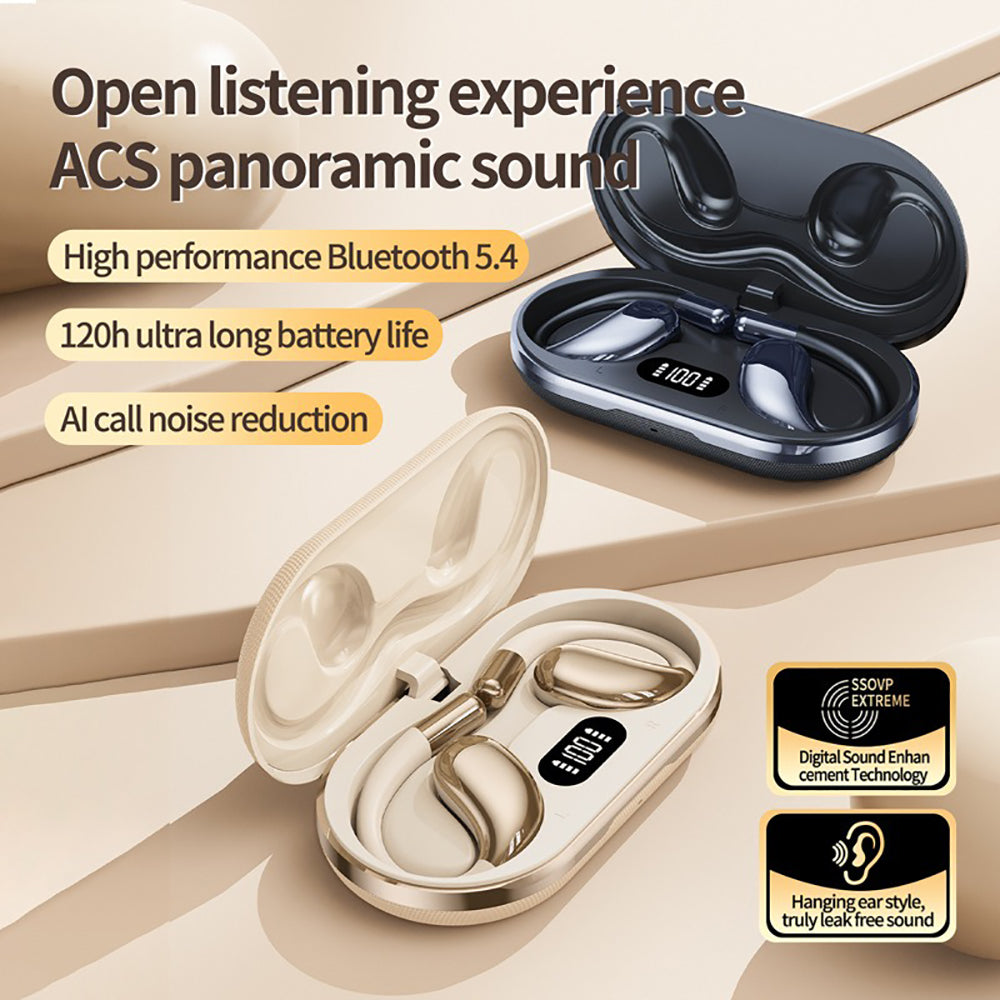 Wireless Earhook Sports Headphones Open-Ear Bluetooth 5.4 Sweat-Resistant Earphones (Black)