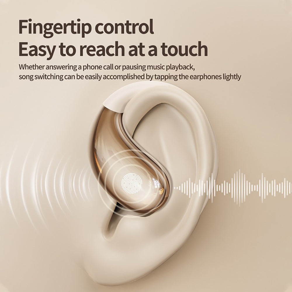 Wireless Earhook Sports Headphones Open-Ear Bluetooth 5.4 Sweat-Resistant Earphones (Beige)