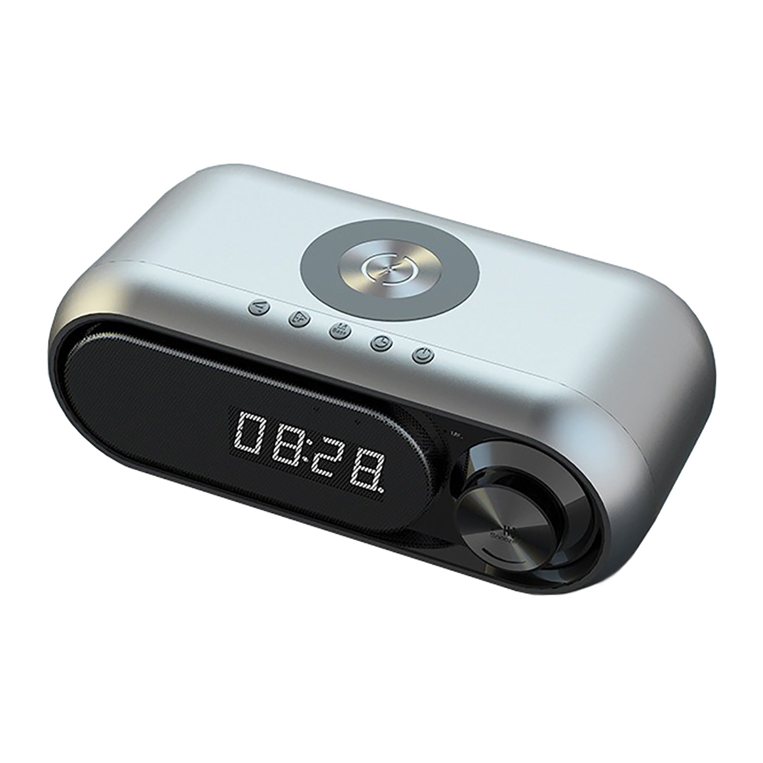 Bluetooth Speaker with 15W Wireless Charger Digital Alarm Clocks FM Radio Music Player (Grey)