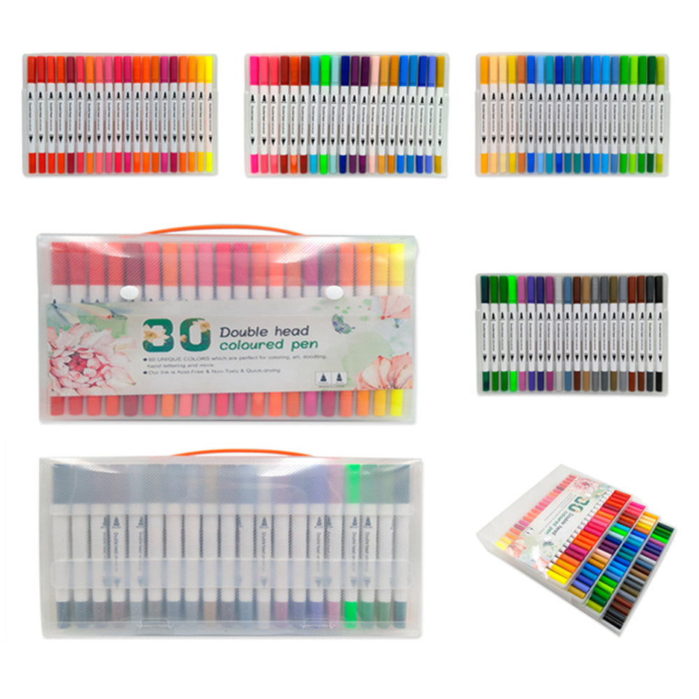 60 Unique Colors Double Head Acid- Free Non-Toxic Coloured Pens