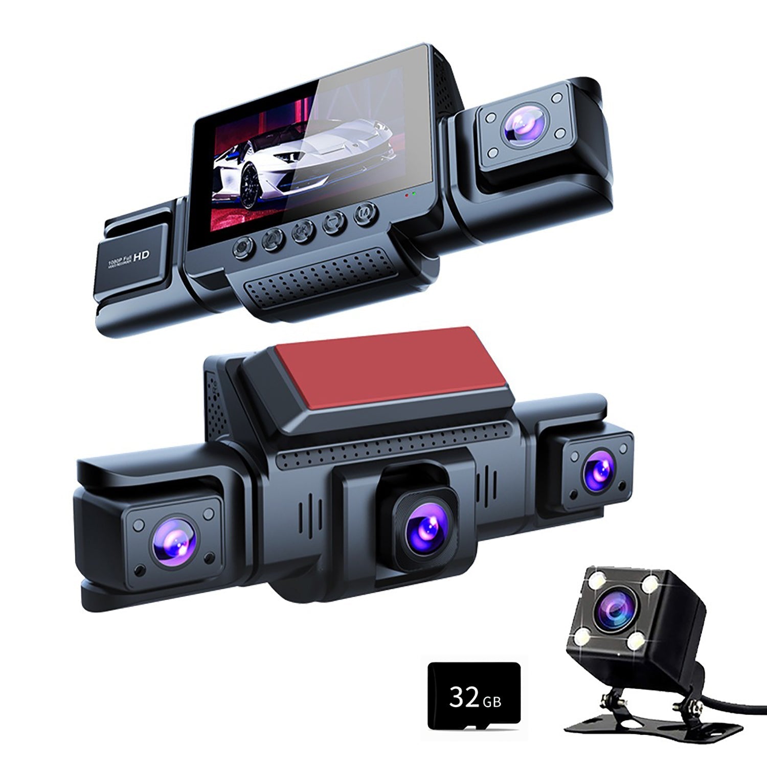 4-Channel 360° Panoramic 1080P HD Dash Cam Comes With 32GB TF Card
