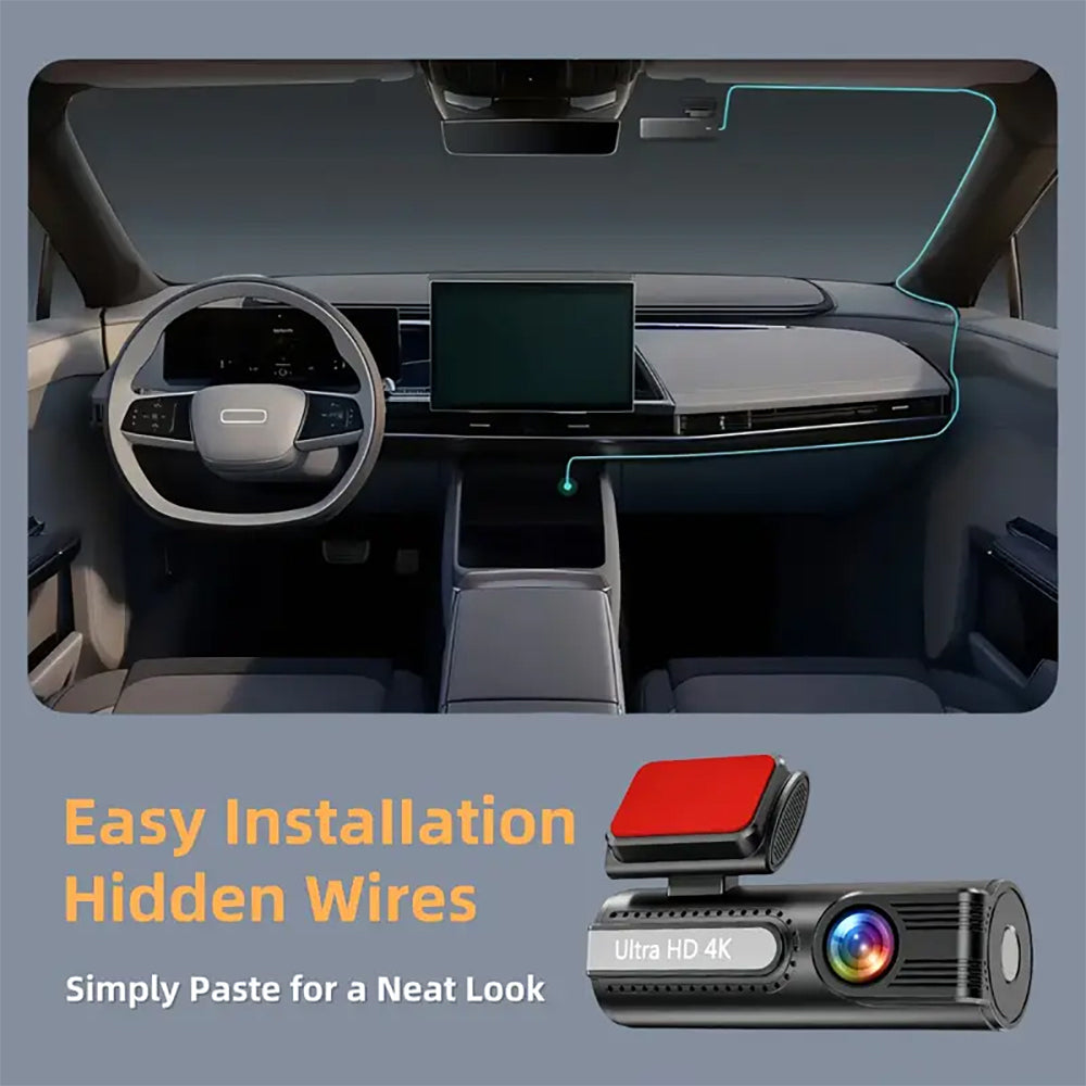 4K WiFi Car Dash Cam Dual Lens Wide Angle IPS Screen Night Vision Recording with 32GB Card