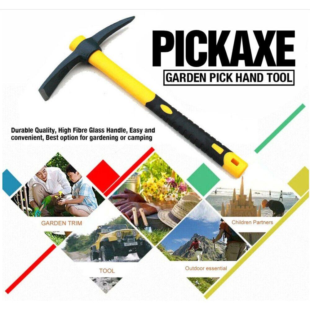 Mattock Outdoor Camping Mountain Fibreglass Handle Mini Pickaxe Garden Farm Tool