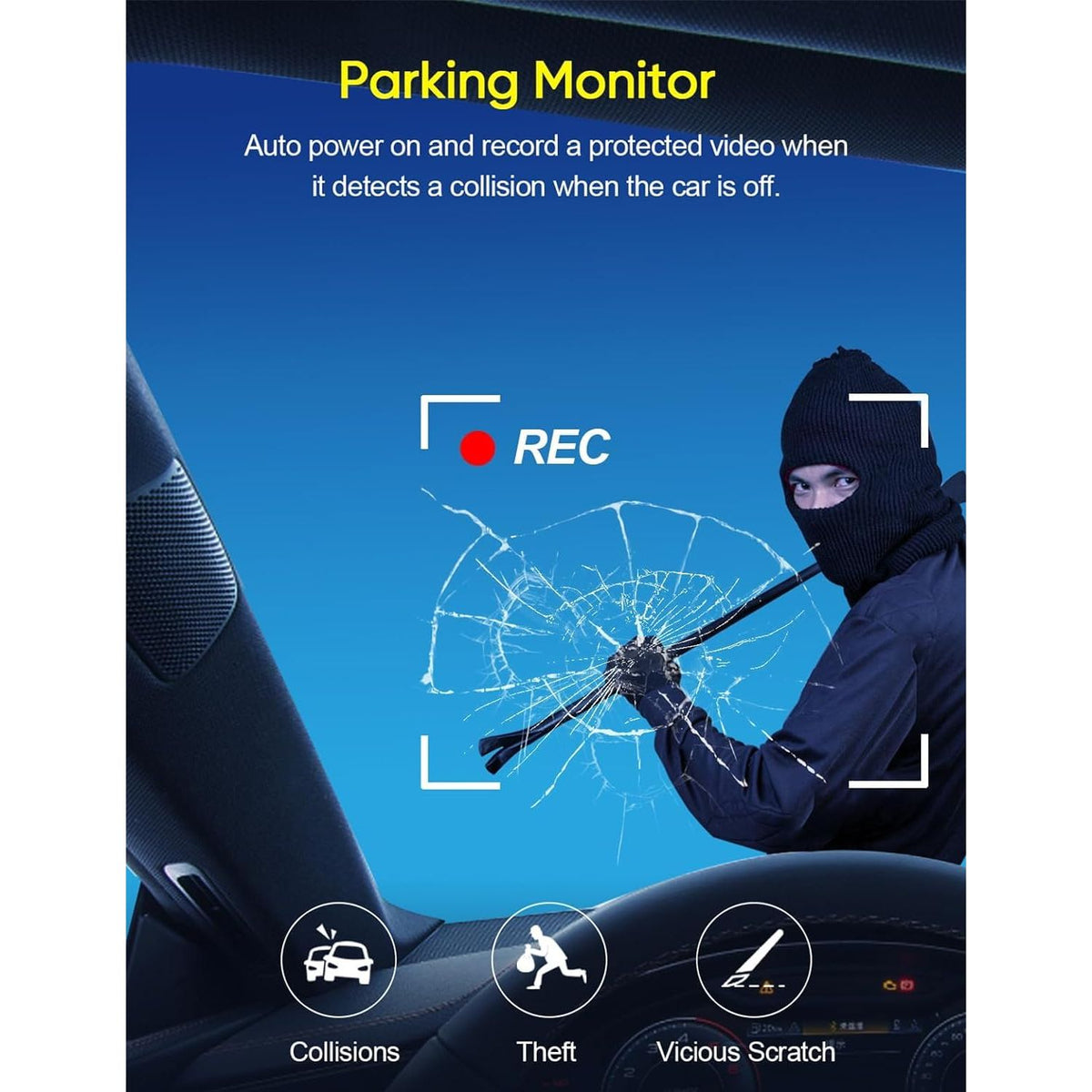 WIFI 3 Channels Dash Cam 1080P Full HD Car Dashcam Comes with Free 32GB Card