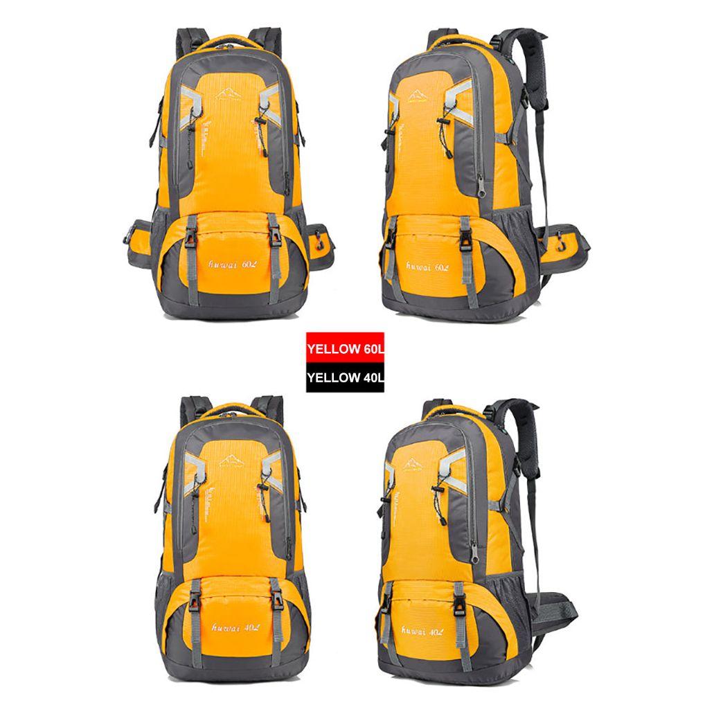 60L Waterproof Outdoor Hiking Backpack Camping Outdoor Trekking Bag(Yellow)