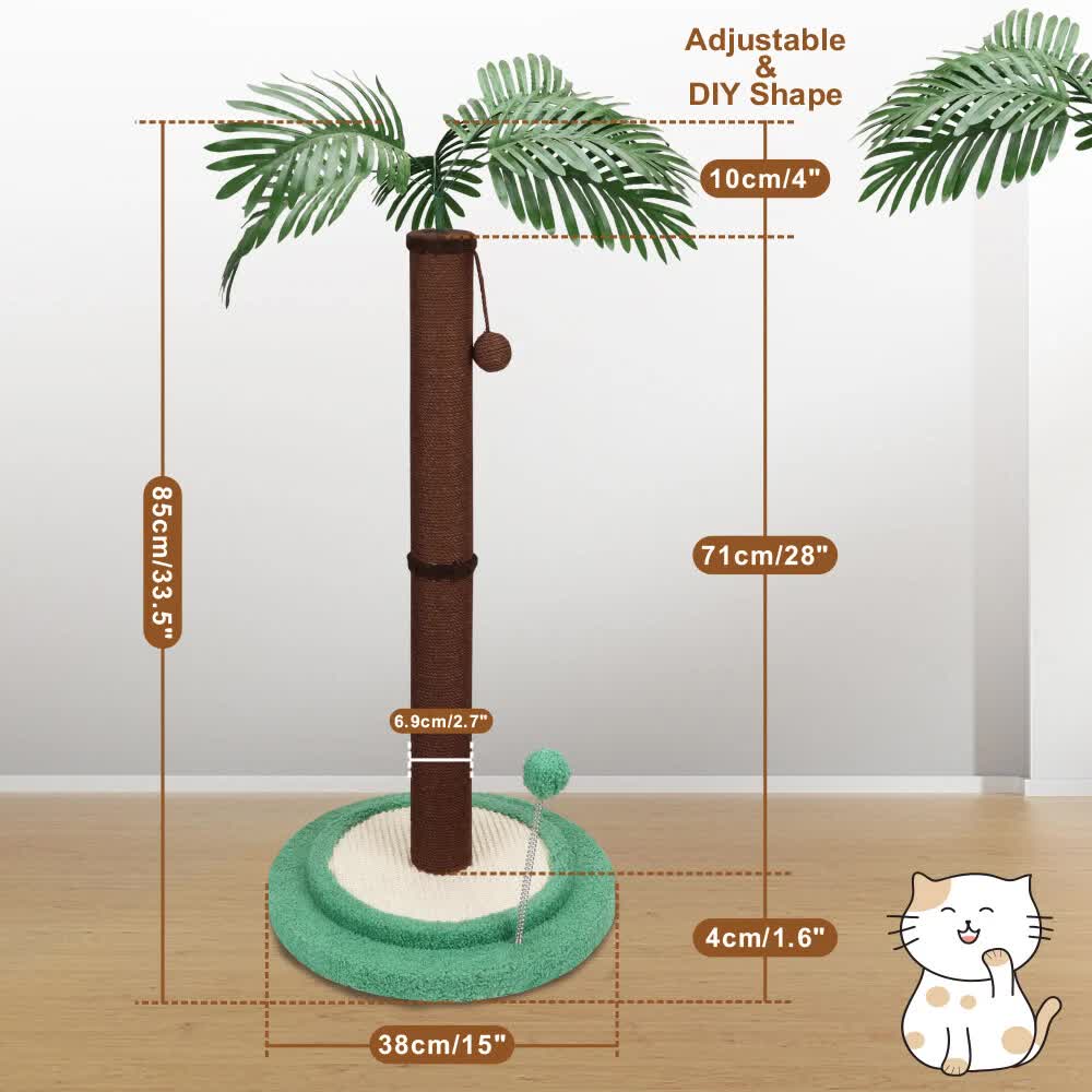 VaKa Cat Tree Scratching Post Large Palm Tree Cat Post Dangling Balls Cat Toy
