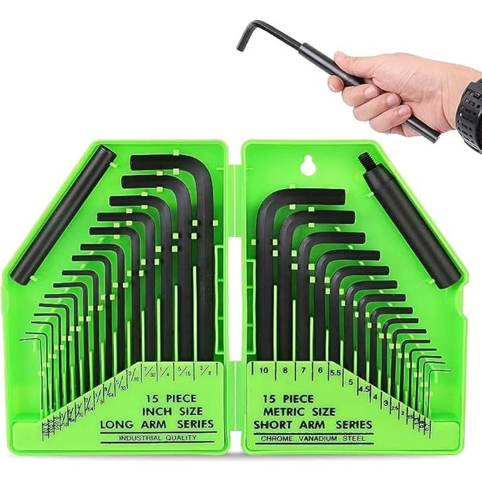 SWANLAKE 32PCS Hex Key Set, Allen Wrench Set Inch/Metric MM(0.7mm-10mm) SAE(0.028&quot;-3/8)