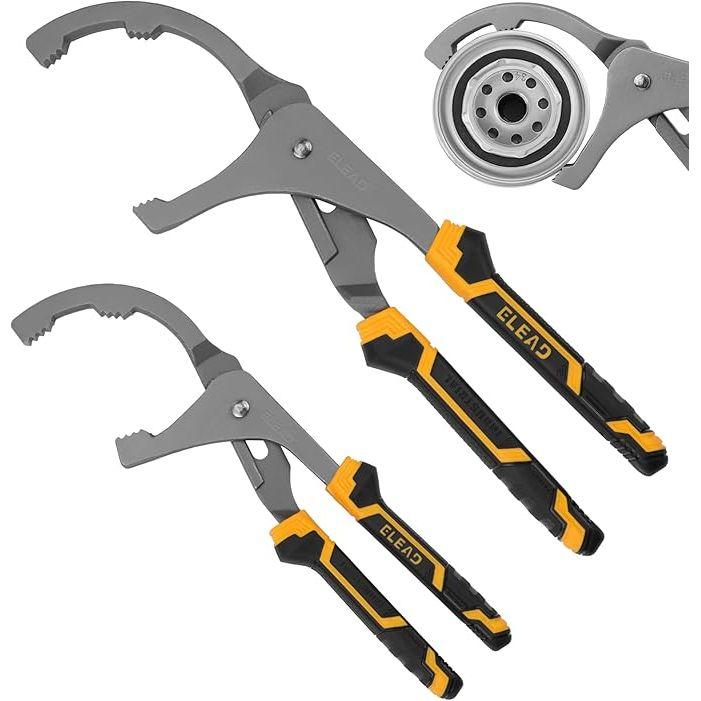 Adjustable Oil Filter Wrench Set - 9" &amp; 12" Pliers for Cars, Trucks, Motorcycles - Durable Carbon Steel, Ergonomic Grip, Easy Access Design