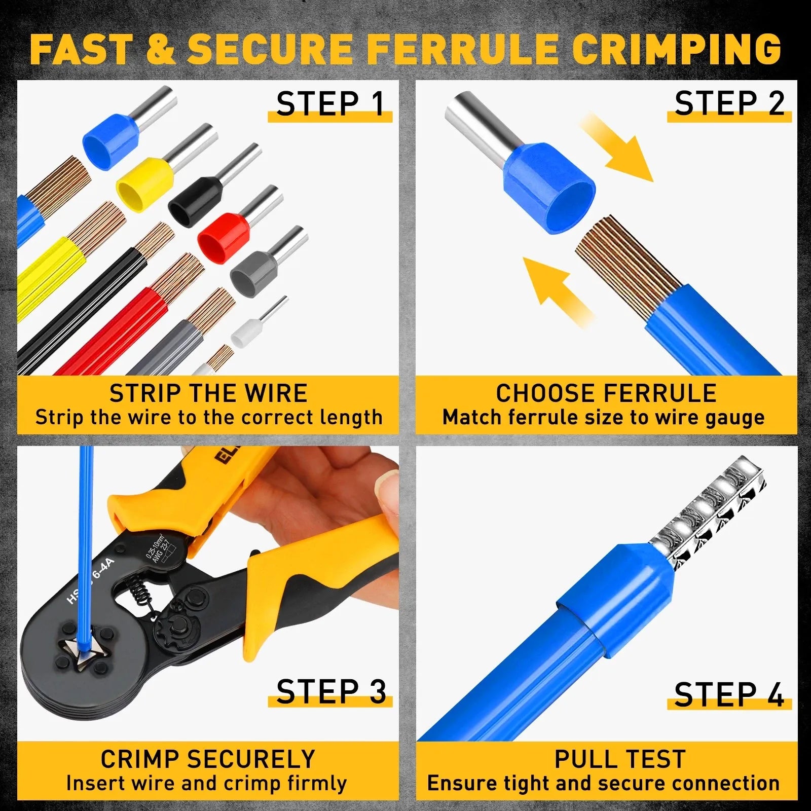 ELEAD 2180PCS Ferrule Crimping Tool Kit Wire Ferrules Ratchet Crimper AWG 23-7