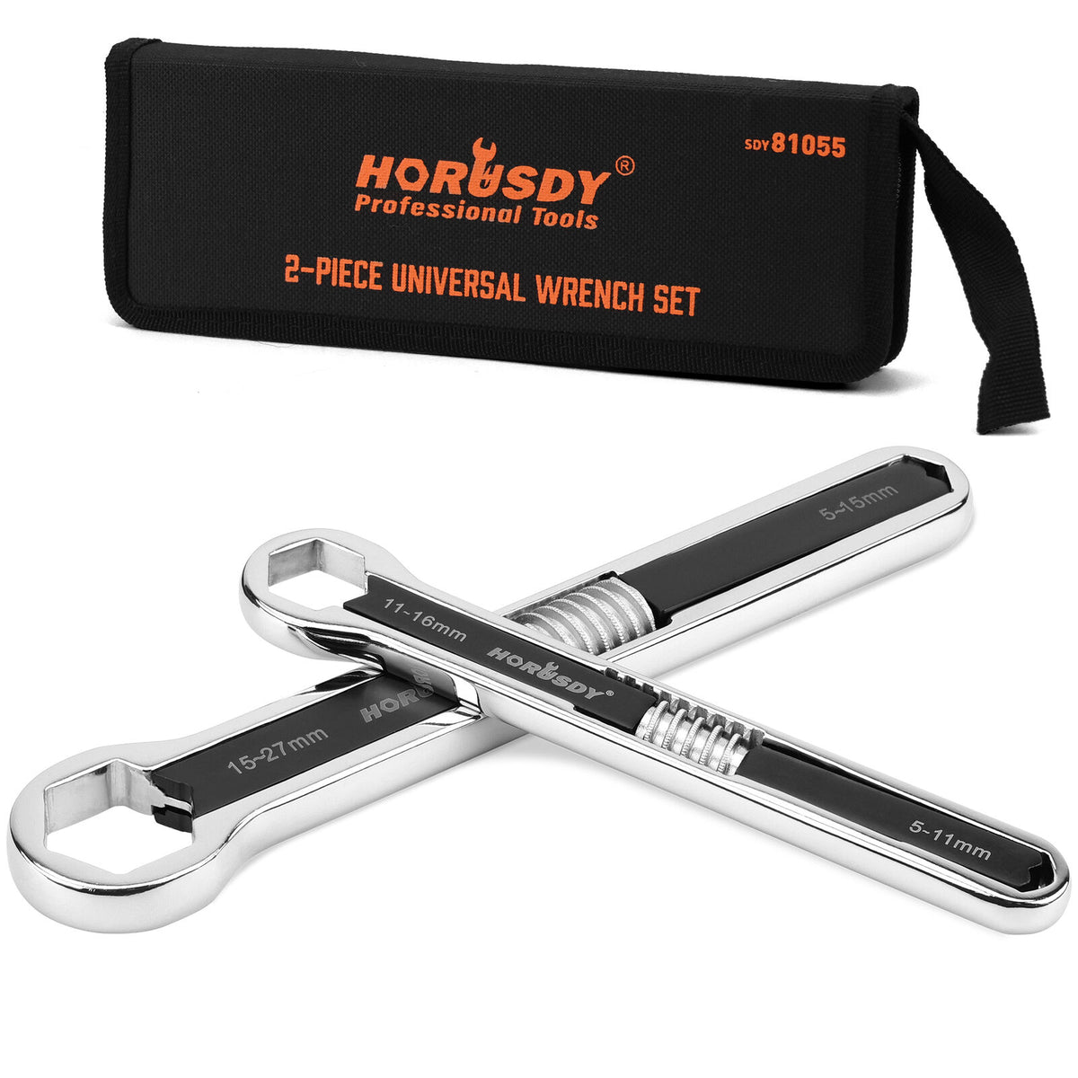 HORUSDY 2Pcs Universal Wrench Set SAE &amp; Metric Spanner Hex E-Torx Triangle