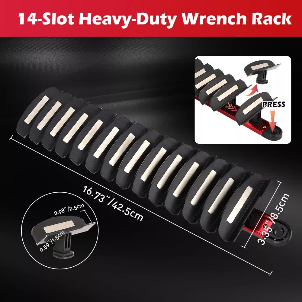 14 Slots Magnetic Spanner Rack Spanner Organizer Holder Portable Adjustable Au