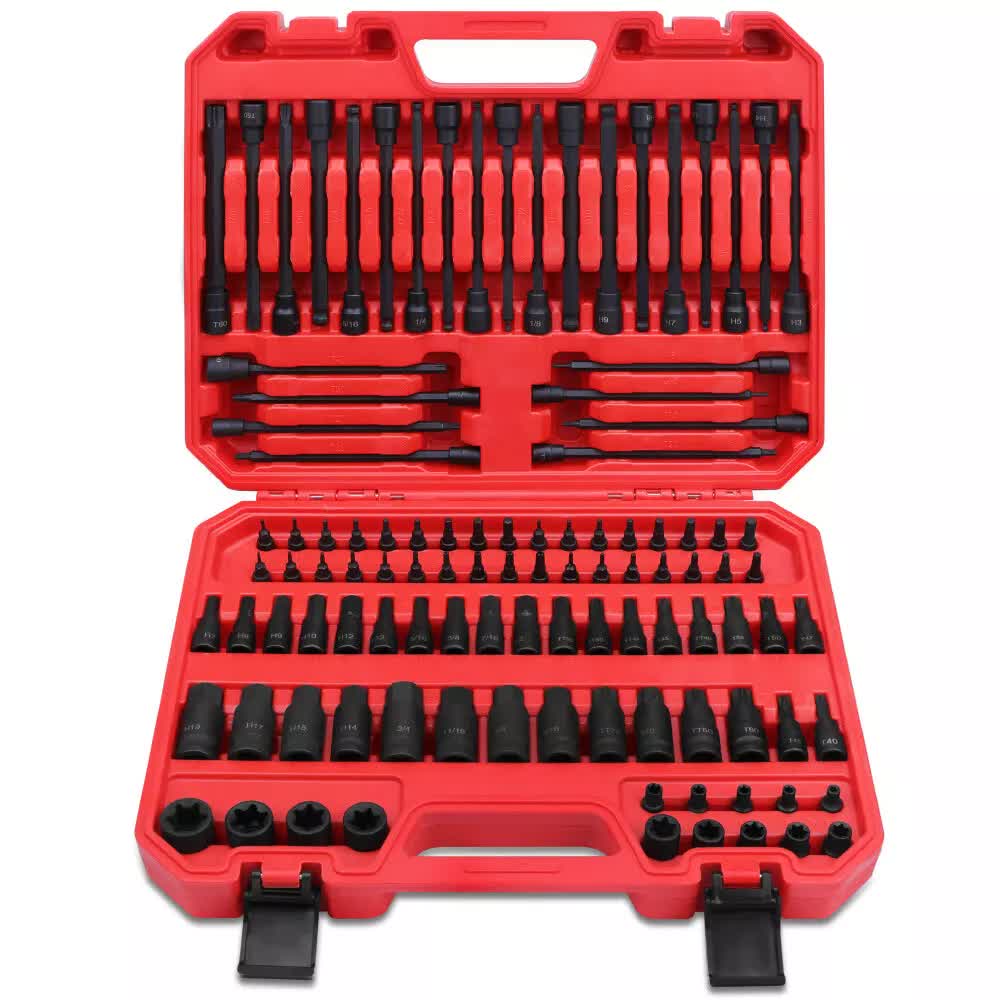 107Pc Hex &amp; Torx Bit Socket Set E-Torx Extra Long Allen Key Sockets Metric &amp; SAE