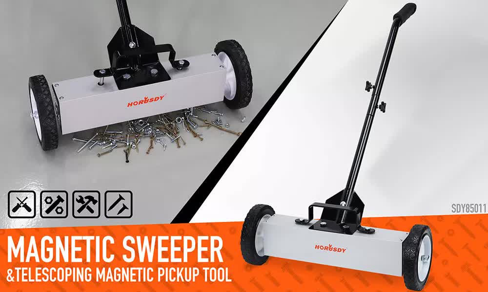 18Inch Magnetic Pick Up Sweeper With Wheels 45LBS Lawn Sweeper Roofing Tools