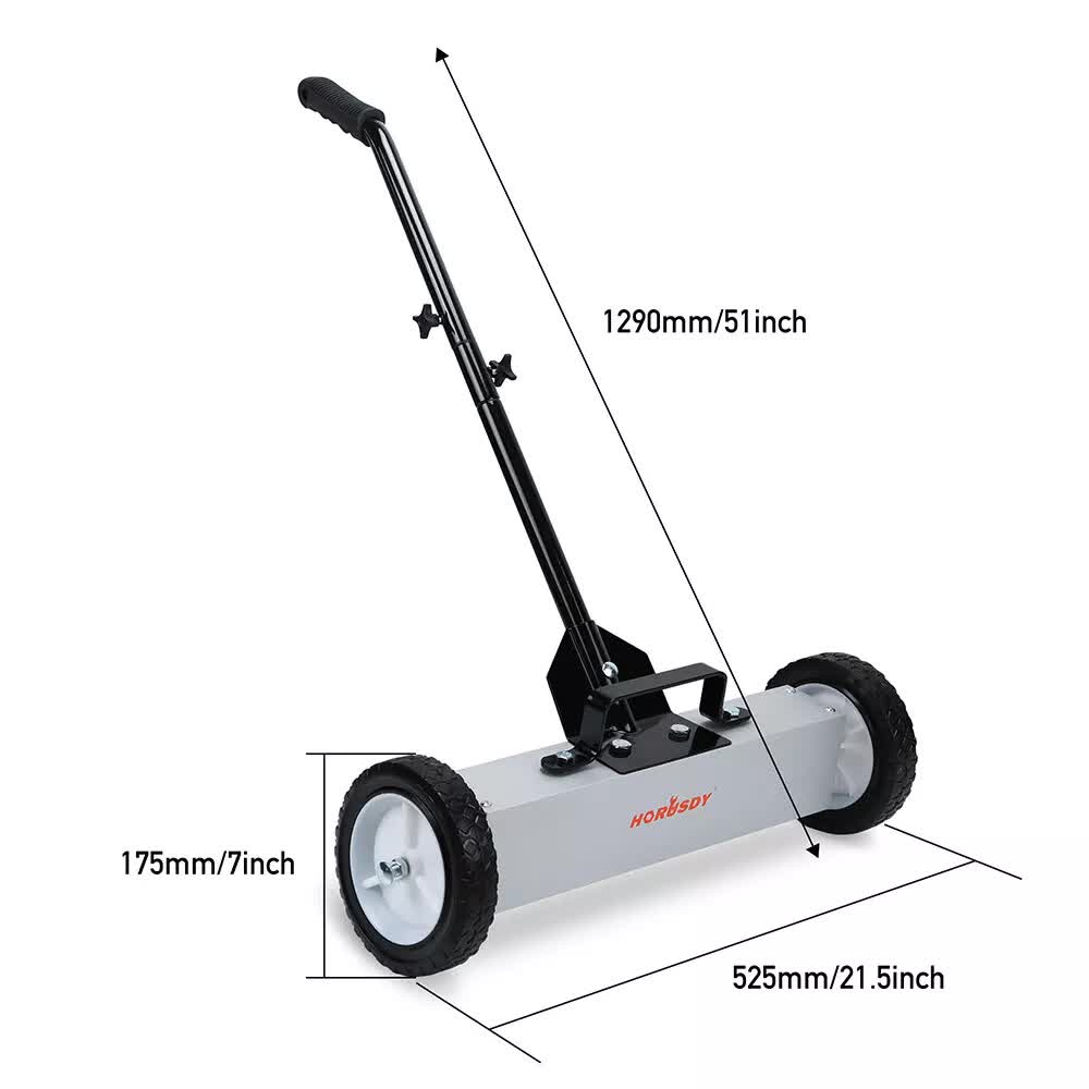 18Inch Magnetic Pick Up Sweeper With Wheels 45LBS Lawn Sweeper Roofing Tools