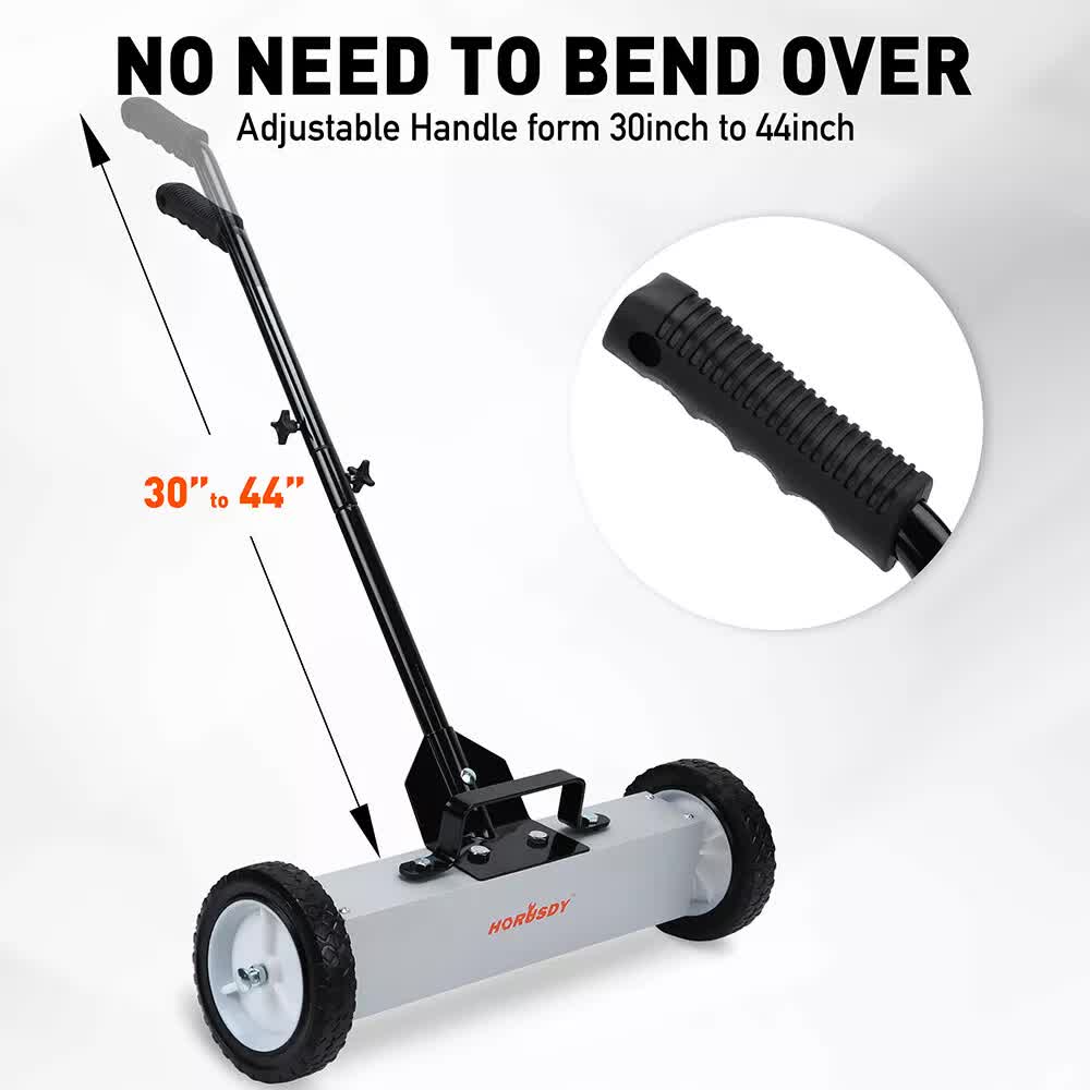 18Inch Magnetic Pick Up Sweeper With Wheels 45LBS Lawn Sweeper Roofing Tools