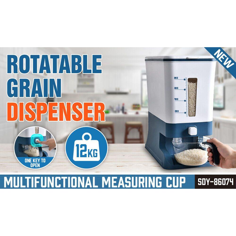 Auto Grain Case Cereal Dispenser Storage Box Kitchen Food Rice Container Cup