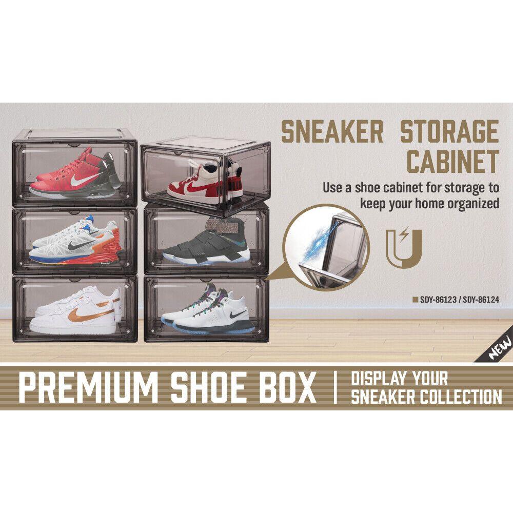 10Pcs Premium Acrylic Shoe Box Sneaker Display Storage Case  Boxes Magnetic Door Au