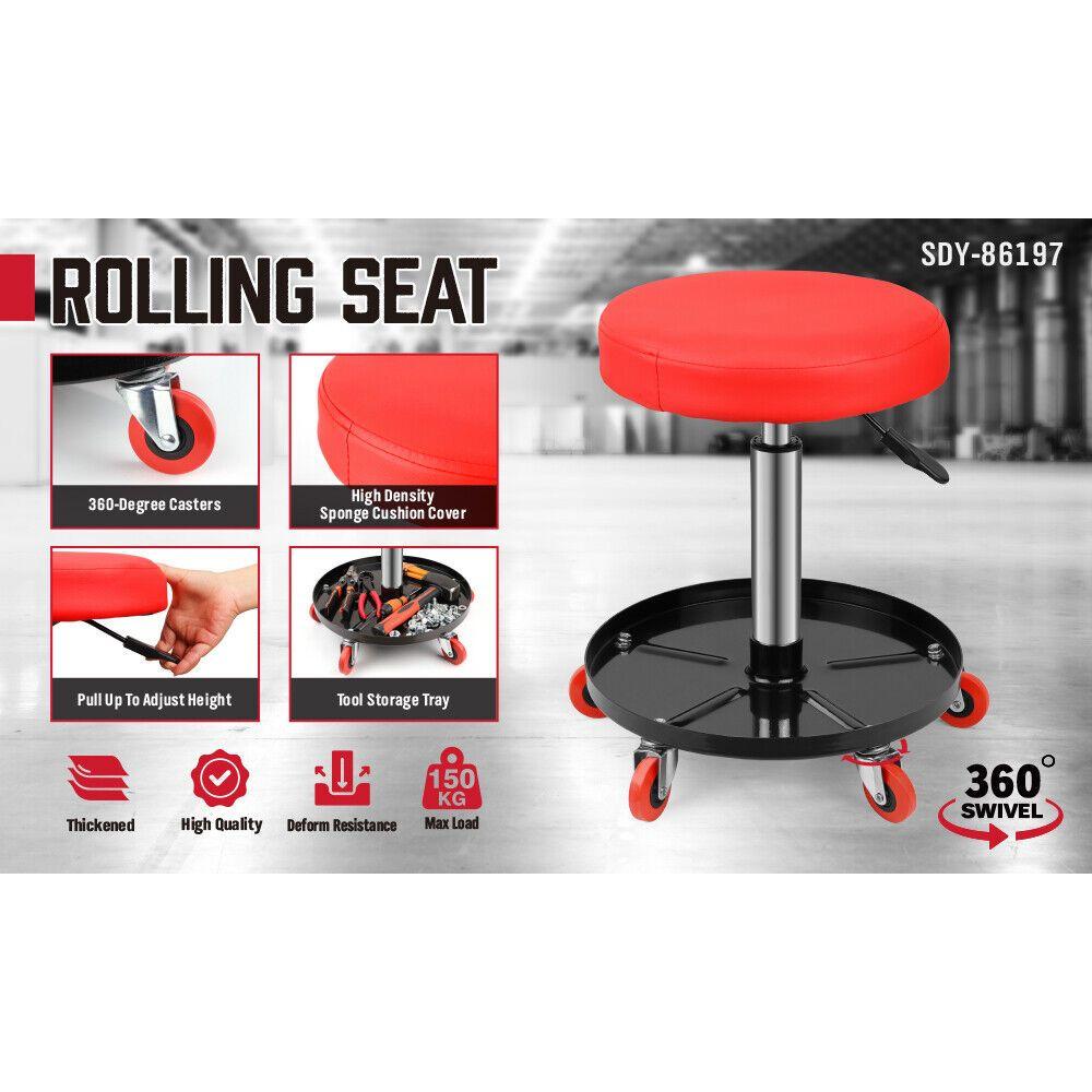 SEDY 150kg Load Pneumatic Roller Seat Mechanic Rolling Stool With Tool Tray AU