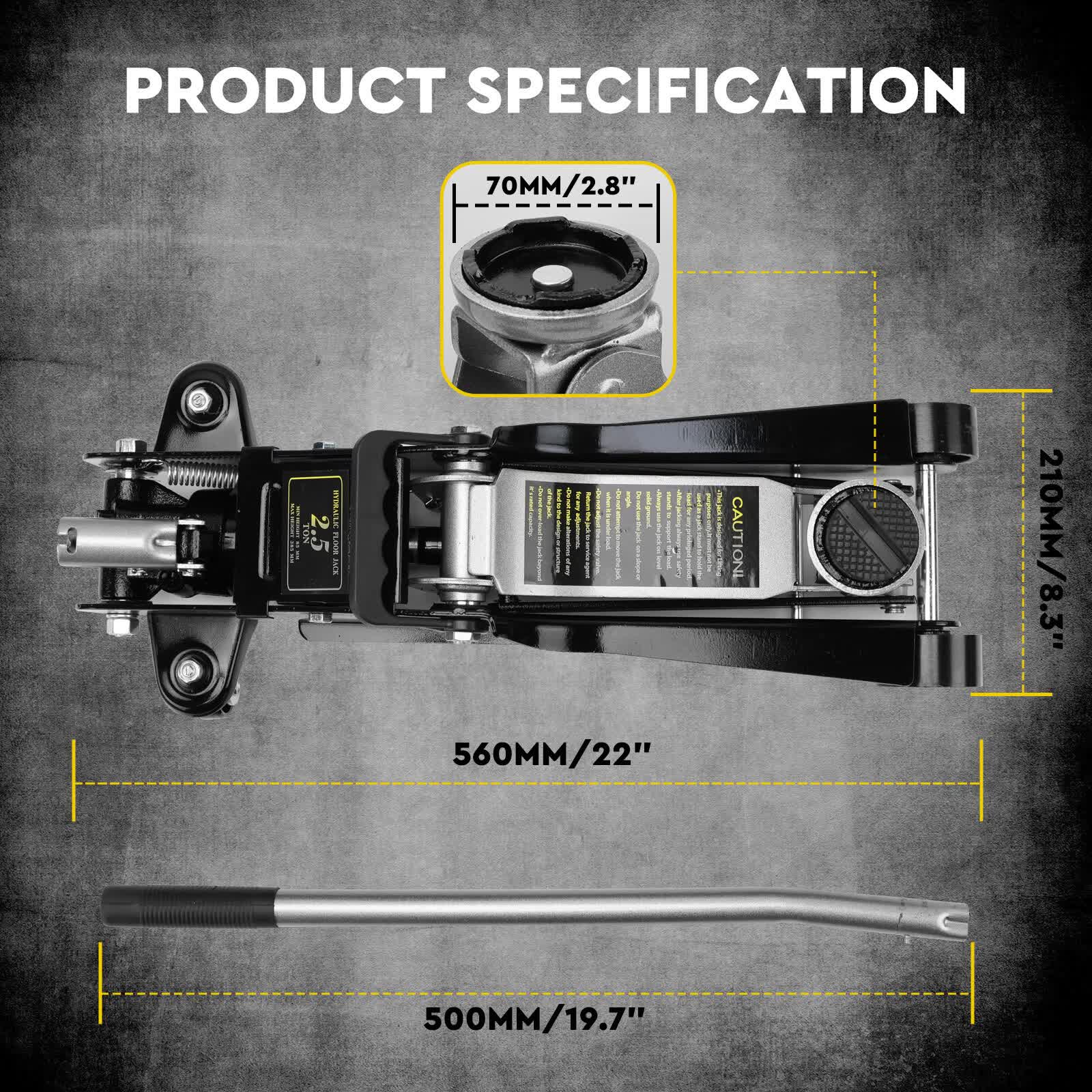 Hydraulic Floor Jack 2.5T Trolley Low Profile Car Track Quick Lifting 85-385mm