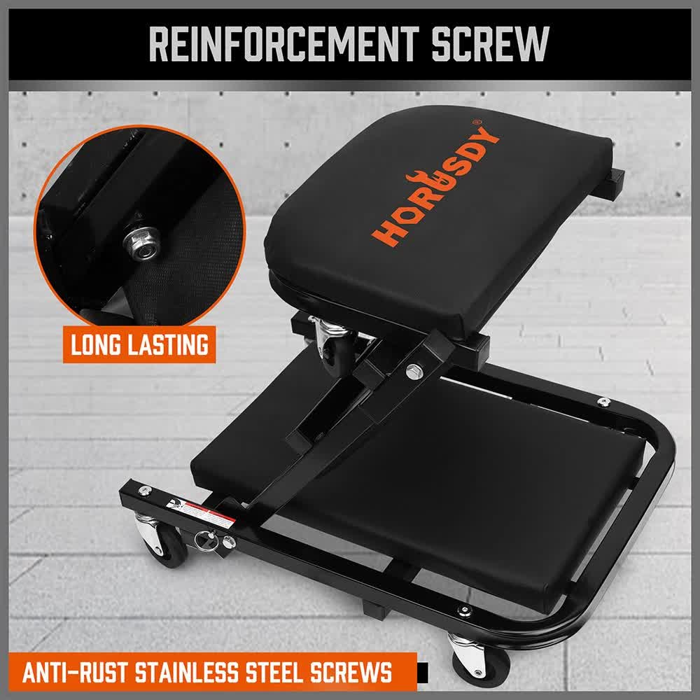 40inch 2 in 1 Folding Creeper Mechanic Z Seat Garage Workshop Rolling Work Stool