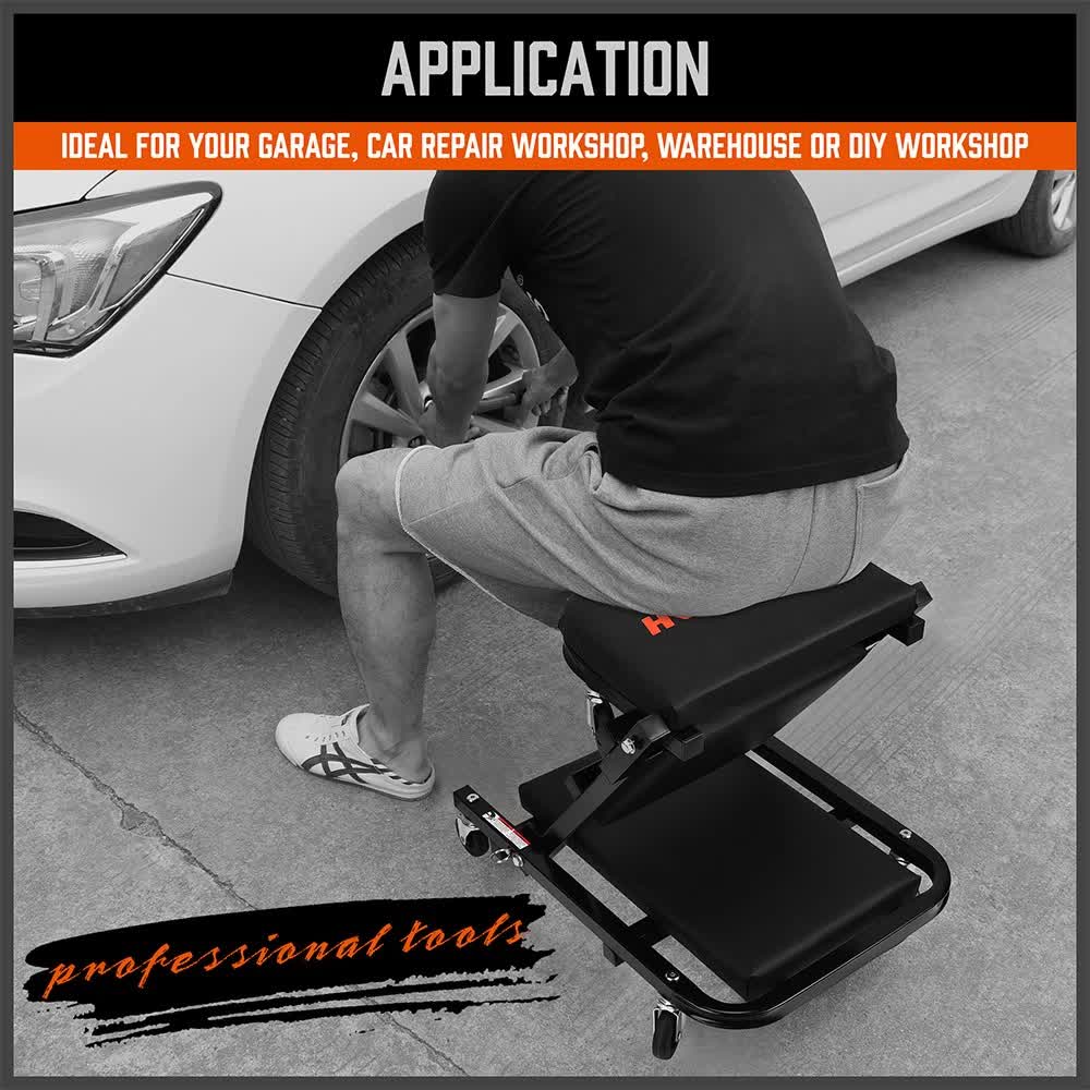 40inch 2 in 1 Folding Creeper Mechanic Z Seat Garage Workshop Rolling Work Stool